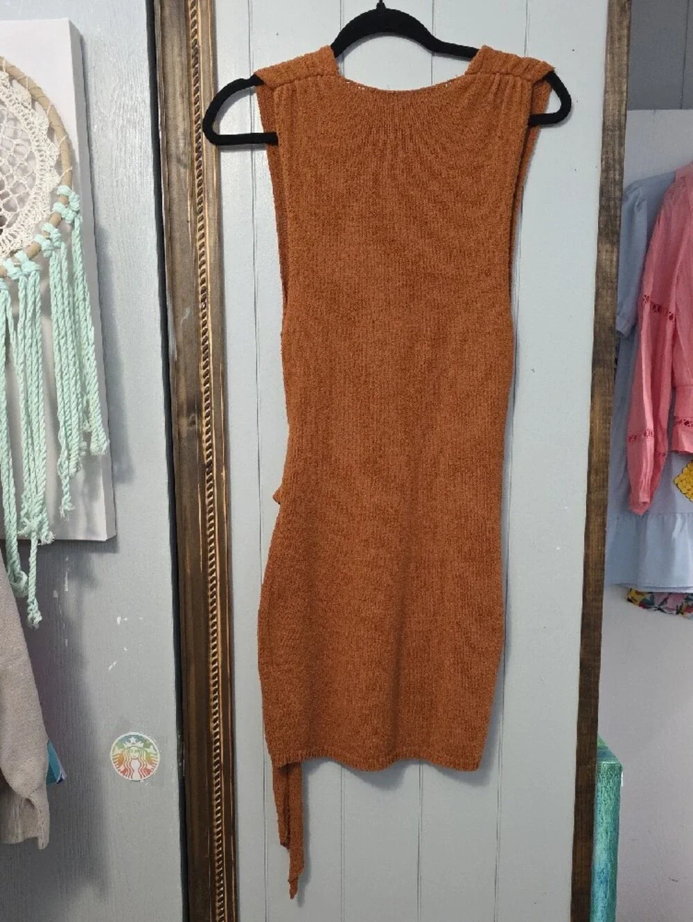 Free People Sleeveless V-Neck Mini Dress in Rust
